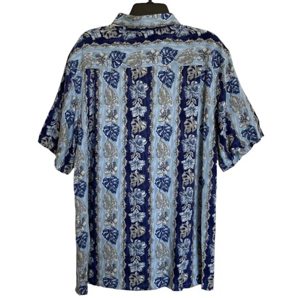 Campia Men's LARGE Hawaiian Floral Shirt Vacation Cruise Party Blue Green New - Picture 2 of 2